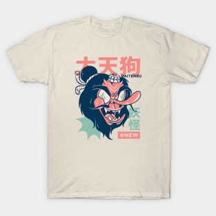 Retro Japanese Daitengu Yokai Illustration | Japanese Folklore Creatures T-Shirt